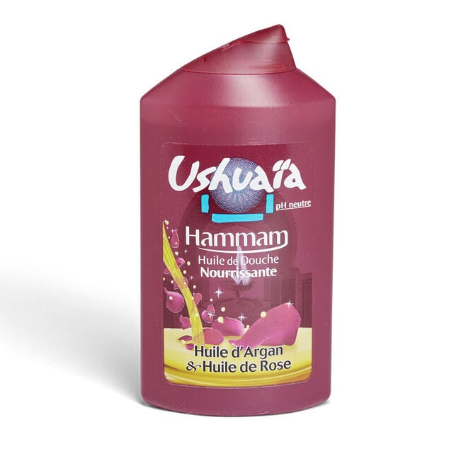 Gel douche Ushua&iuml;a Hammam nourrisant huile d'argan et de rose 250ml