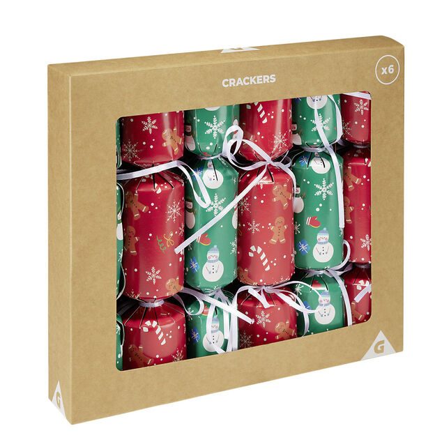 Lot de 6 crackers festif de No&euml;l en papier &agrave; remplir