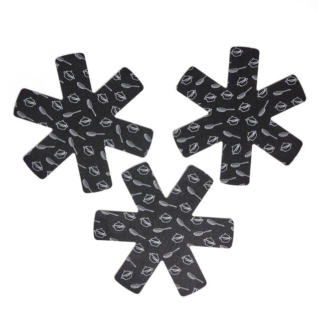 Lot de 3 prot&egrave;ge-po&ecirc;les &Oslash;38cm polyester noir ou gris