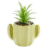 Plante artificielle dans pot forme cactus plastique vert 12x9xH17cm (2 mod&egrave;les)