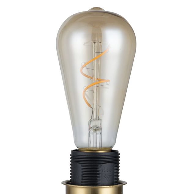 Ampoule LED E27 filament spirale jaune &eacute;clairage blanc chaud &Oslash;6XH14 cm 25 W