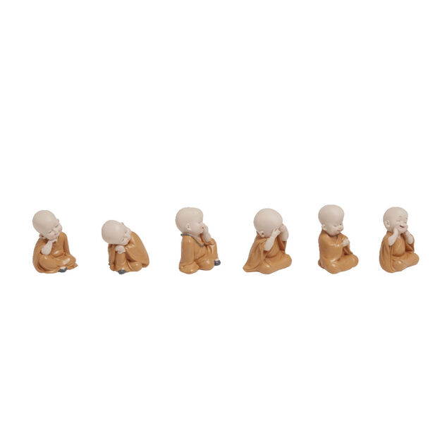 Figurine Bouddha moine polyr&eacute;sine assis - 6 postures