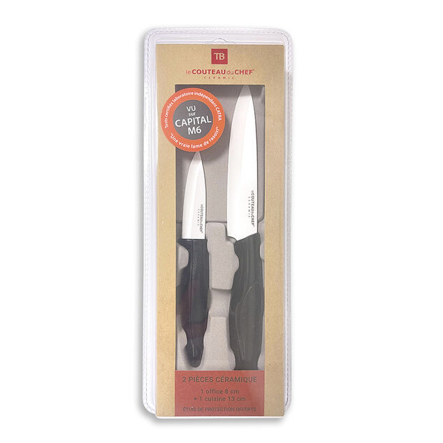 Couteau du chef lame c&eacute;ramique x2
