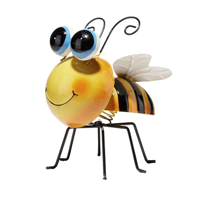 Abeille d&eacute;corative &agrave; poser m&eacute;tal jaune et noir 14x18,5xH20cm