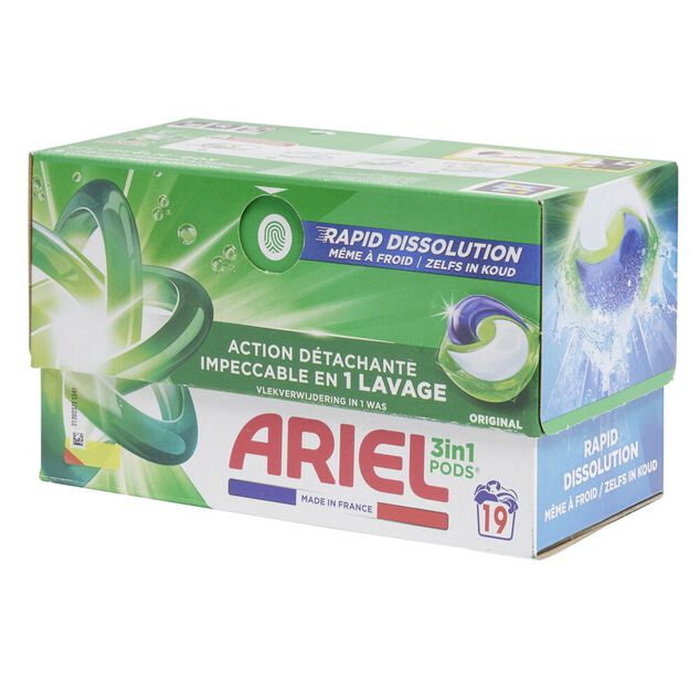 Lessive capsule Ariel Original 3en1 Pods 19 lavages