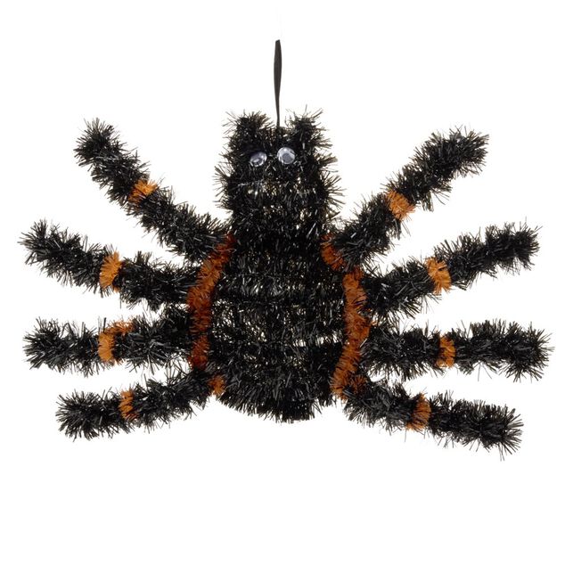 D&eacute;coration Halloween araign&eacute;e &agrave; suspendre noir L23x35X&Oslash;4,5 cm