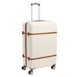 Valise rigide 95L trolley 4 roulettes plastique ABS beige et marron 50x29xH77cm