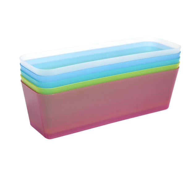 Pani&egrave;re de rangement plastique multicolore x5 26,5x8,5xH7,5cm