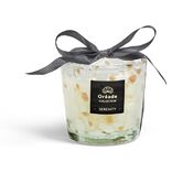 Bougie en verre souffl&eacute; S&eacute;r&eacute;nit&eacute; 46h &Oslash;10xH10cm blanche