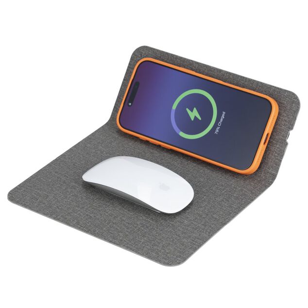 Tapis de souris &agrave; induction nomade PP et polyester L26X20 cm (2 mod&egrave;les noir ou gris)