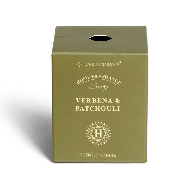 Bougie senteur verveine patchouli dans pot en verre Ø6,4xH7,9cm vert