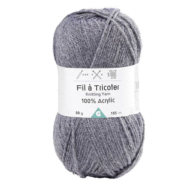Fil à tricoter acrylique 50g gris anthracite