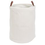 Panier &agrave; linge 56L tissu bouclette blanc