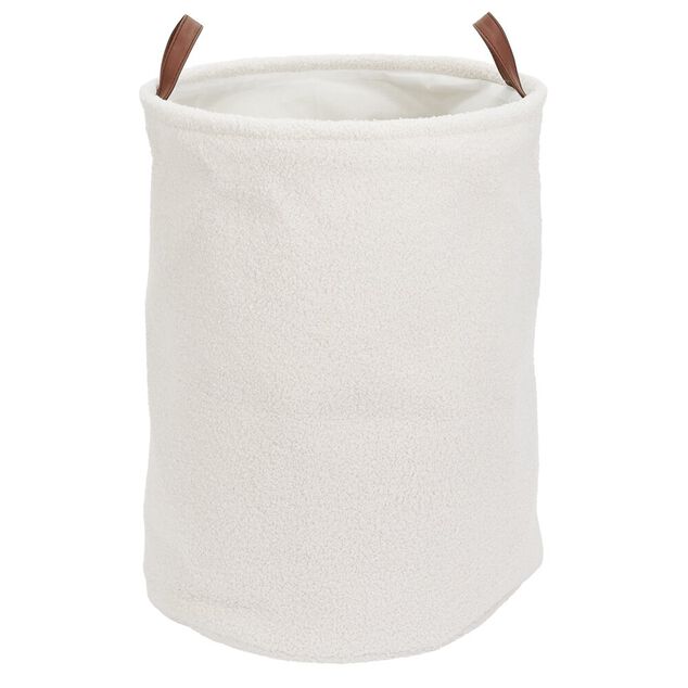 Panier &agrave; linge 56L tissu bouclette blanc