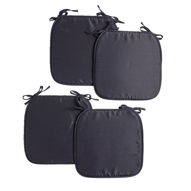 Lot de 4 galettes de chaise 38x38cm polyester noir