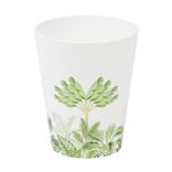 Gobelet plastique 30cl motif feuillage tropical blanc et vert &Oslash;8xH9,5cm