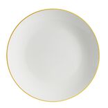 Assiette plate porcelaine blanc liser&eacute; jaune &Oslash;26,5cm