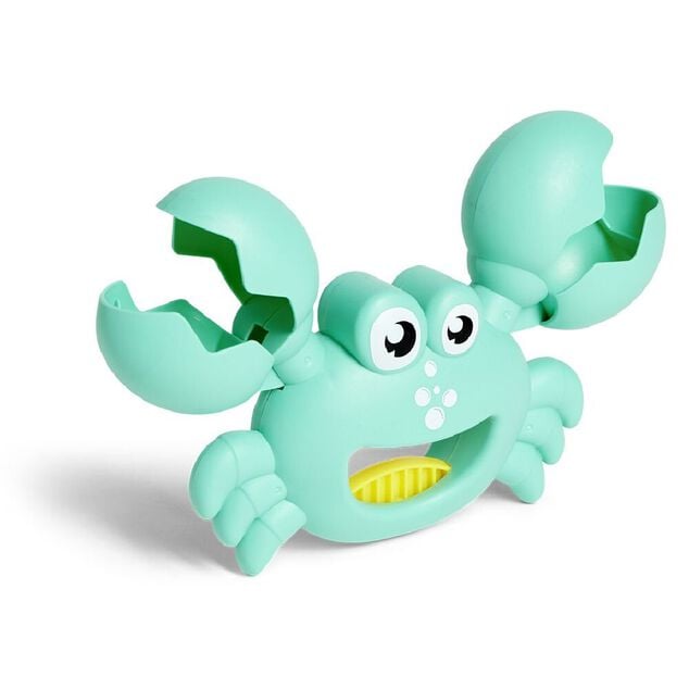 Pince &agrave; sable et coquillage forme crabe plastique orange ou vert