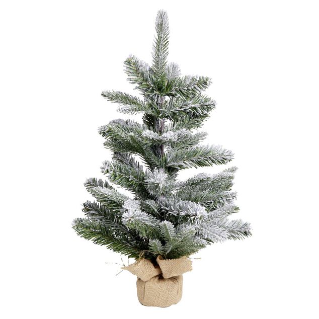 Sapin effet neige H60cm base en jute