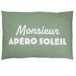 Coussin de jardin rectangulaire Monsieur ap&eacute;ro soleil vert et blanc 40x60cm
