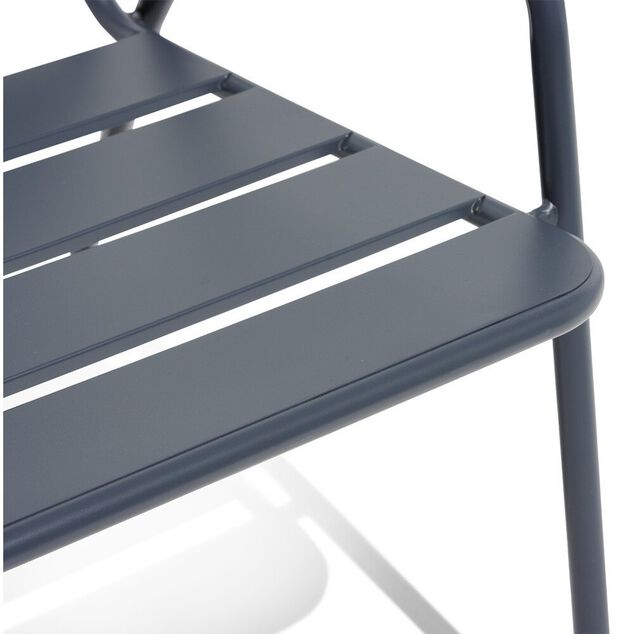 Fauteuil d'ext&eacute;rieur Fun acier gris ardoise 68x71xH76cm