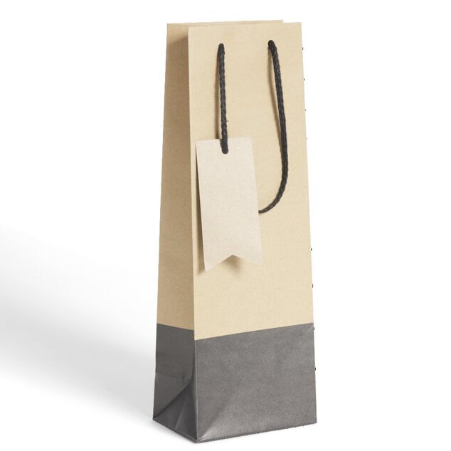 Sac bouteille kraft noir et marron H35cm