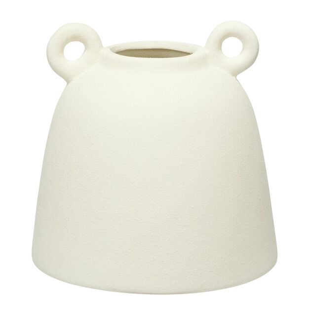 Vase c&eacute;ramique avec petites anses rondes blanc mat &Oslash;15xH15cm