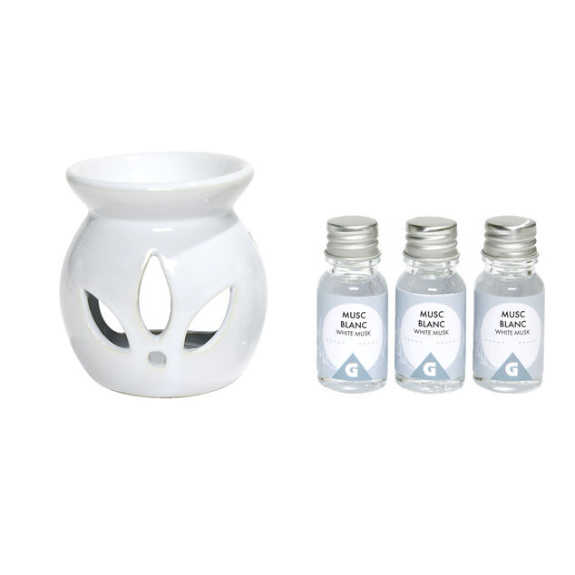 Set de br&ucirc;leur et 3 huiles essentielles - 4 parfums
