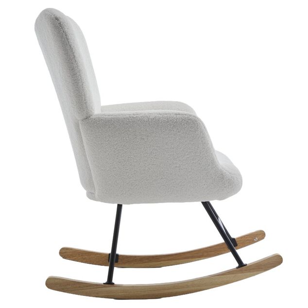 Rocking chair Clara bouclette blanc 97xH98x71cm