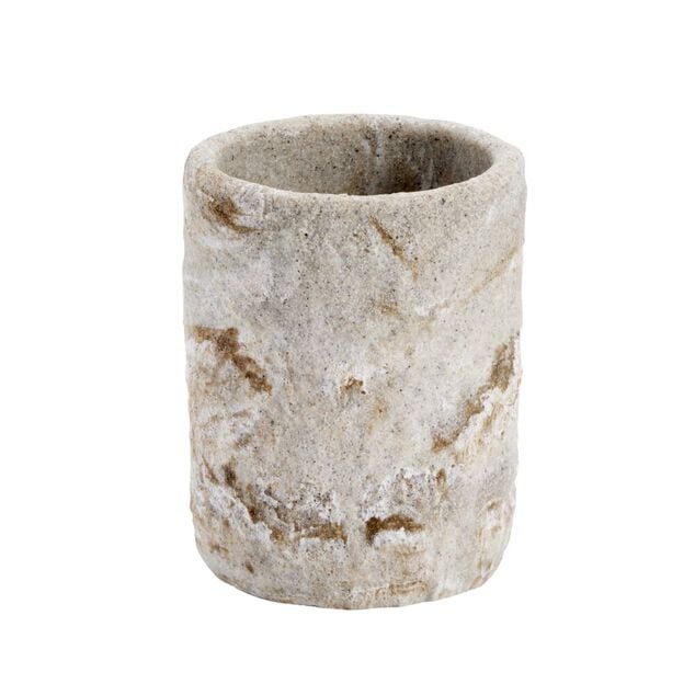 Gobelet salle de bain effet pierre plastique gris &Oslash;7,5xH9,5cm