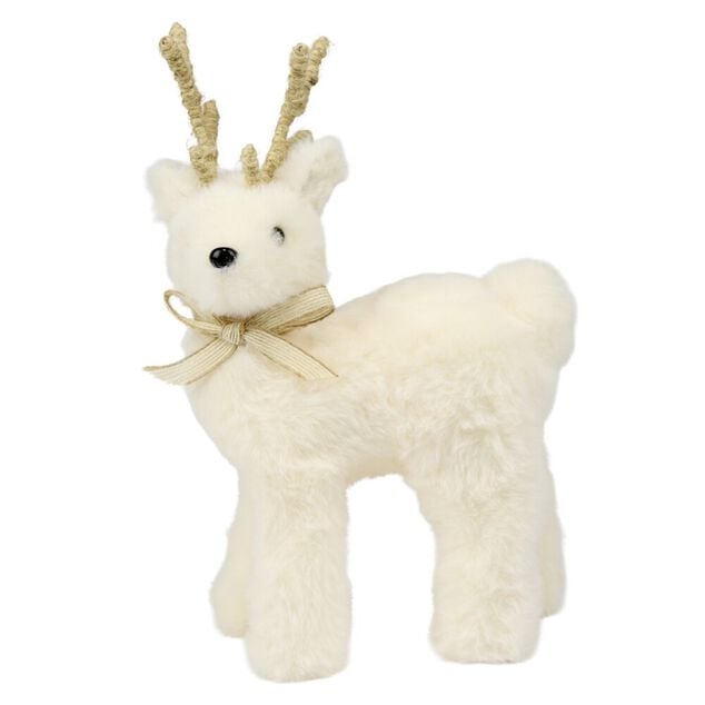 Renne de No&euml;l &agrave; poser effet fourrure H25cm (2 mod&egrave;les)