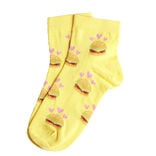 Chaussettes femme jaunes motifs hamburgers T36/40