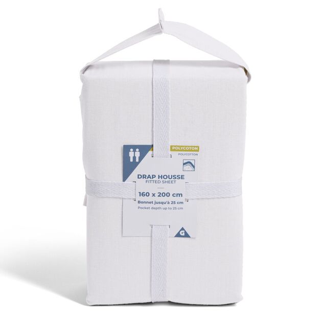 Drap housse 160x200cm polycoton blanc
