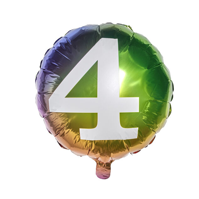 Ballon alu chiffre 4 métallisé multicolore Ø45cm