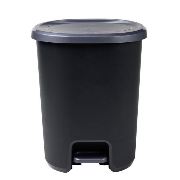 Poubelle &agrave; p&eacute;dale 27L Lynea plastique noir 37x29,5xH46cm