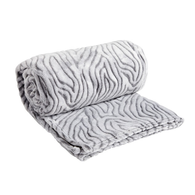 Plaid jacquard 200x200cm bleu ou tigré noir et blanc