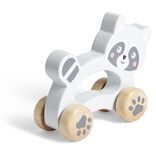 Animal &agrave; roulettes raton laveur en bois gris H12cm