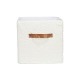 Pani&egrave;re carr&eacute;e pliable tissu laine bouclette blanc 27x27xH27cm