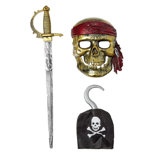 Masque de pirate avec crochet et &eacute;p&eacute;e