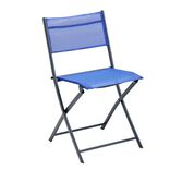 Chaise pliante Oslow m&eacute;tal et textil&egrave;ne bleu 51x45xH81cm