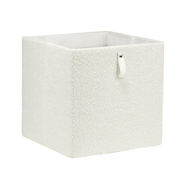 Panier de rangement 22L tissu bouclette blanc 30x30xH30cm
