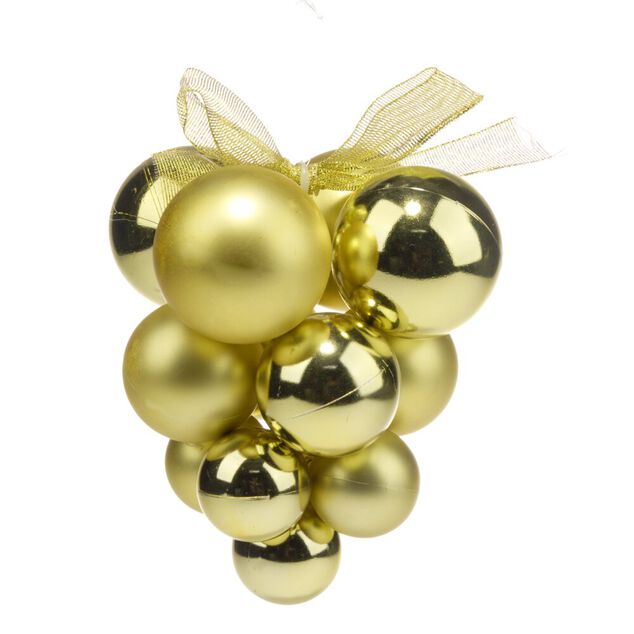 Suspension de No&euml;l boule grappe dor&eacute;e &Oslash;12/15xH20cm