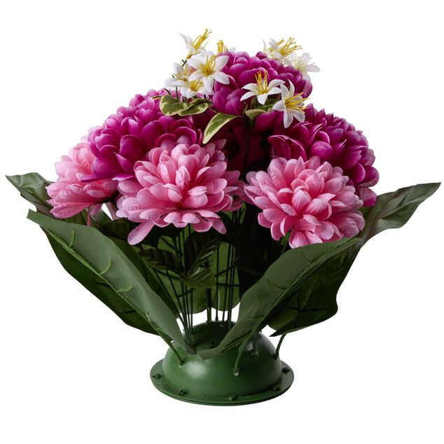 Coussin de fleur chrysanth&egrave;mes rose et violet &Oslash;30xH37cm