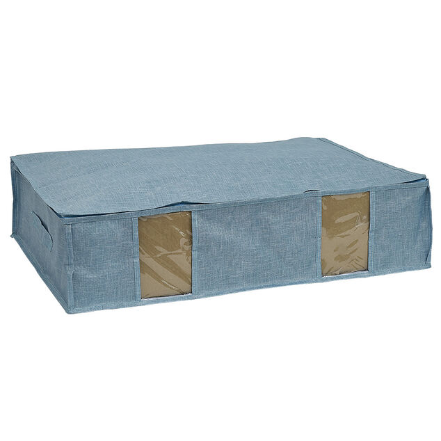 Housse de rangement dessous de lit Bleu - L65 x l45 x H15,5 cm
