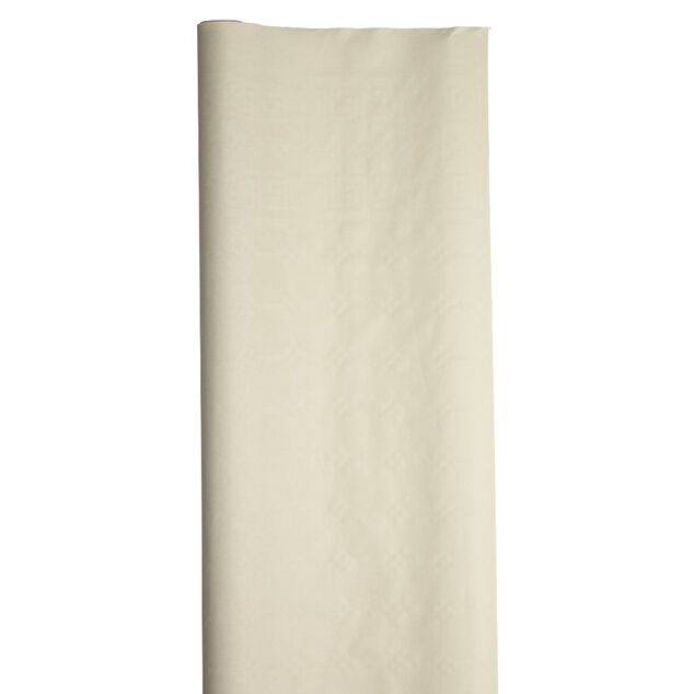 Nappe damass&eacute;e blanc lin en papier 6 m