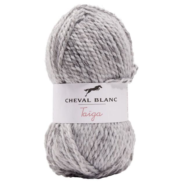 Pelote acrylique laine Cheval Blanc fil &eacute;pais m&eacute;lange Ta&iuml;ga 413 gris