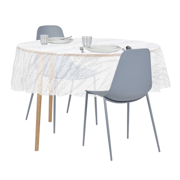 Nappe cristal ronde transparente motif lavande &Oslash;150cm