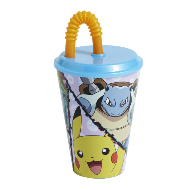 Gobelet enfant avec paille Pok&eacute;mon &Oslash;9xH16,3cm