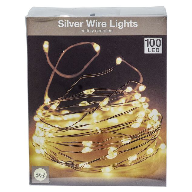 Guirlande &eacute;lectrique fil cuivre 100microLED 5m d'&eacute;clairage blanc chaud