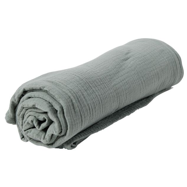 Plaid vert uni 100% coton 150x120cm